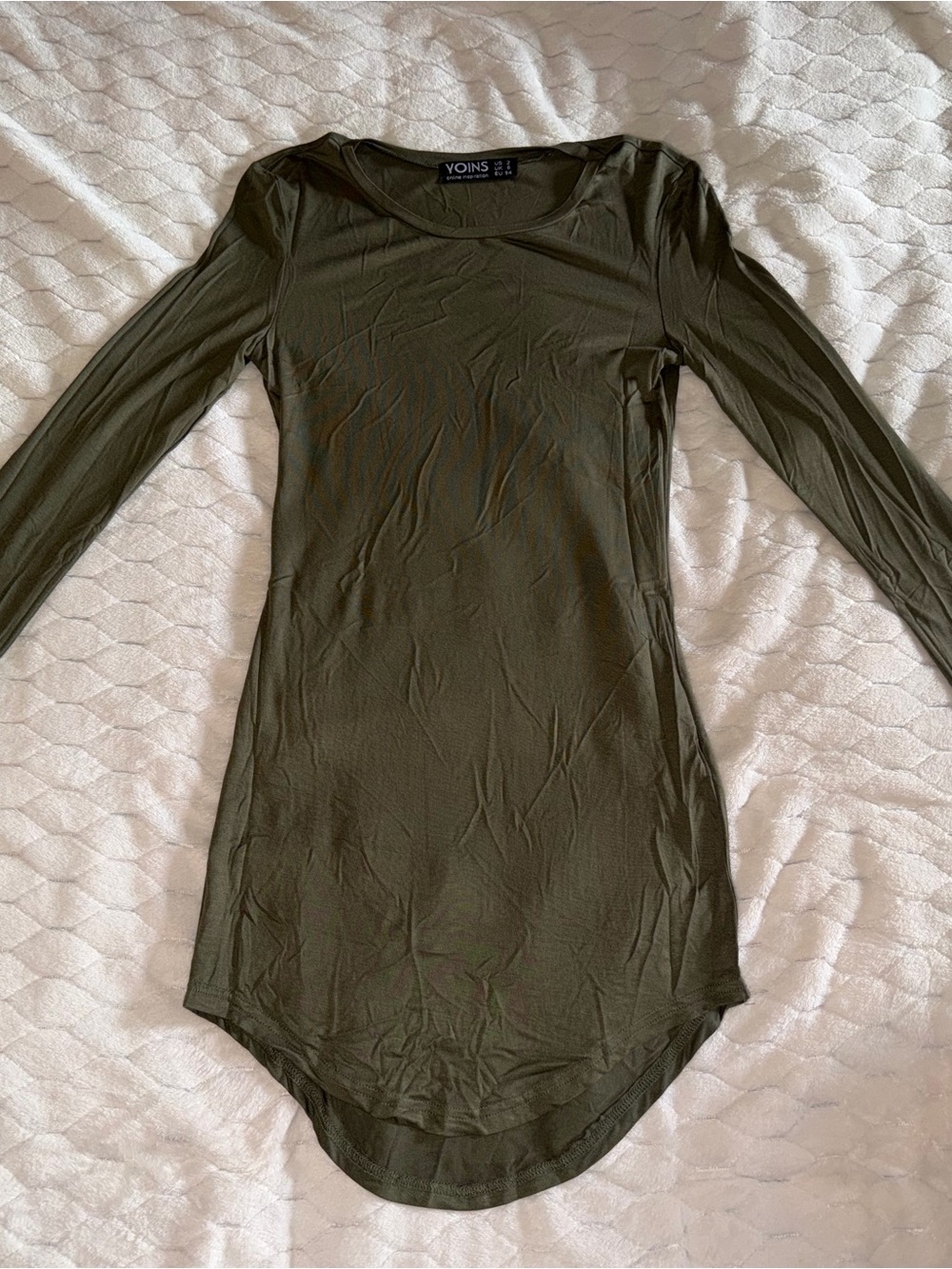 Yoins Olive Long Sleeve Scoop Neck Tunic